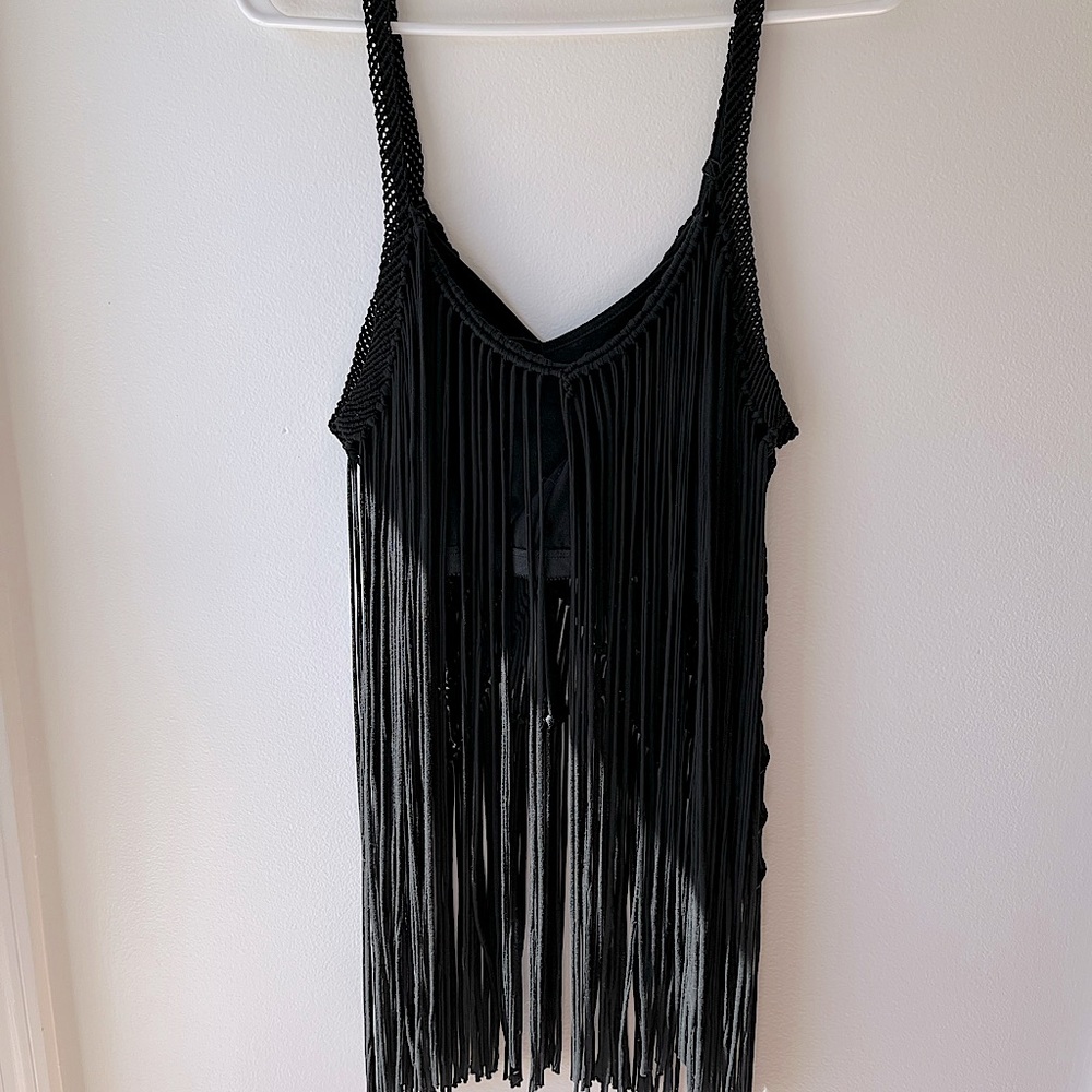 Denim & Supply Macrame Fringe Top
